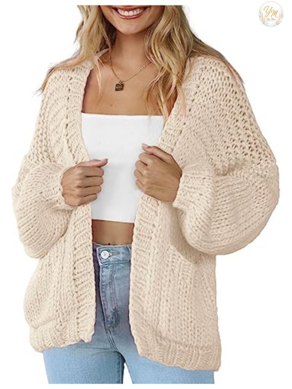 Women's Cardigan Soft Pocketed Long Sleeves Casual Knitted Open Front